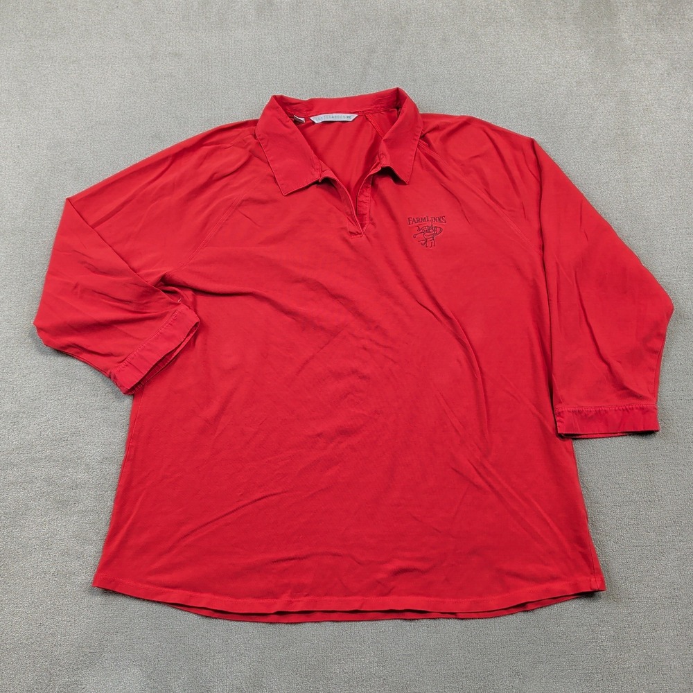 Cutter & Buck Polo Shirt XXL Womens Red Pima Cotton Long Sleeve V-Neck Vintage